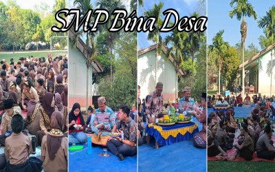 Rayakan HUT ke-38, SMP Bina Desa Gelar Potong Tumpeng dan Makan Bersama PT Huma Indah Mekar
